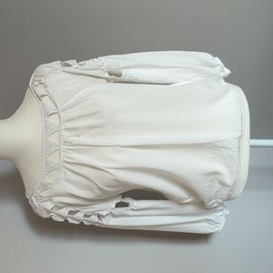 Sophie Max boatneck crochet long sleeve blouse